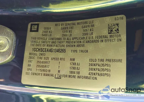 2016 Chevrolet Colorado Lt из США, поврежденный, VIN 1GCHSCEA4G1346265